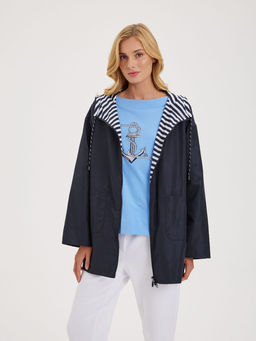 Куртка женская двухсторонняя LS-303321-DN, 
Темно синий/принт полоска