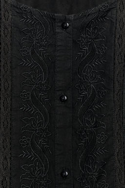 CAMISA BORDADA MANGA GLOBO / Negro - Zara фото 10