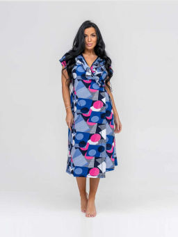 Халат женский, цвет голубой синий розовый