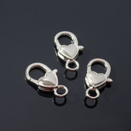 Цена за 2 шт. Замок-карабин «Сердечко» гладкое, (набор 3 шт.), 14×26 мм, цвет серебро