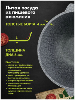 Казан для плова 4л АП Premium (grey),арт. 54901 /Мечта/  фото 9