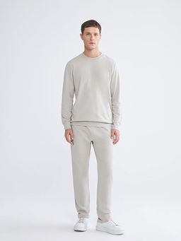 Bisiklet Yaka Bask?l? Erkek Sweatshirt