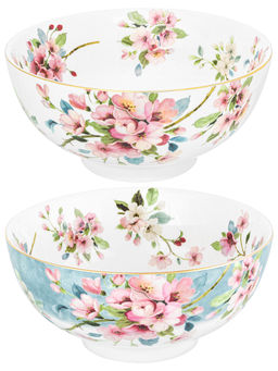 Набор салатников 2 пр. 600 мл 15*15*7 см Яблоневый цвет на голубом + Яблоневый цвет на белом - Elan gallery фото 3