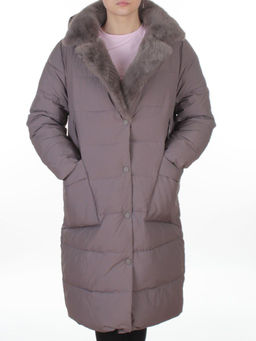 8806 GRAY/LILAC Пальто зимнее женское (200 гр. холлофайбер)