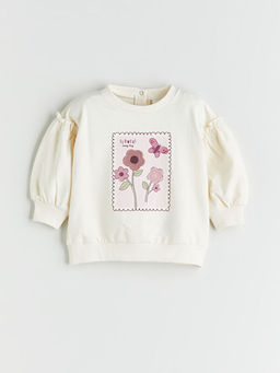 ?i?ekli K?z Bebek Sweatshirt ve Tayt 2li