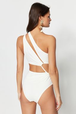 Ekru Tunelli Tek Omuz Kapl? Regular Mayokini TBESS23MA00206