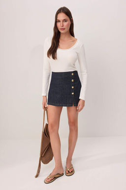 Wardrobe Essentials-Bej Havuz Yaka Fitilli Esnek Modal Orme Bluz TWOAW26BZ00297 - Trendyolmilla фото 4