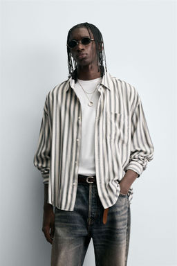 STRIPED COTTON-VISCOSE SHIRT - Zara фото 2