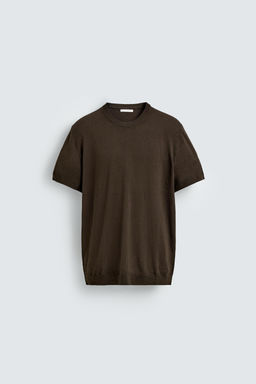CAMISETA PUNTO REGULAR FIT B?SICO / Chocolate - Zara фото 6