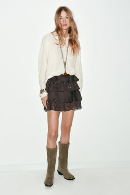 MINI SKIRT WITH RUFFLES AND SEQUINS - Zara фото 9