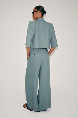 PANTAL?N PINZAS CON LINO ZW COLLECTION / Azul / Gris - Zara фото 3