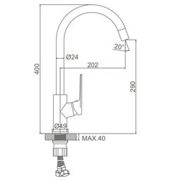 Смеситель для кухни Accoona A4512, однорычажный, с гайкой, хром