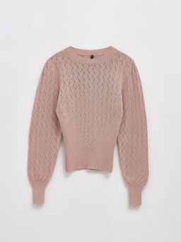 CONTE LDK 284 Джемпер с ажурным узором из пряжи с хлопком pink clay