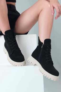 Ботинки 228.V.1541be. Черный замша / Байка