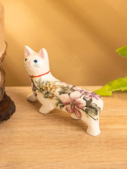 Сувенир «Котик в цветах», 13×3×9 см, дерево, белый
