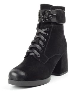 04-R135-1 BLACK Ботинки зимние женские (натуральная замша, натуральный мех) - Фабричный китай фото 8