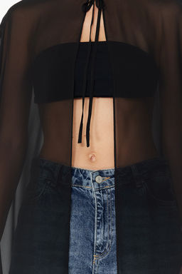 Siyah Dokuma Sifon Bluz TPRSS24BZ00035 - Trendyolmilla фото 5