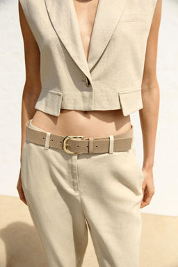 LINEN BLEND CULOTTES WITH BELT - Zara фото 11