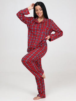 667 ПИЖАМНЫЙ ЖЕНСКИЙ КОСТЮМ (брюки) (Красная клетка) - А-дина фото 4