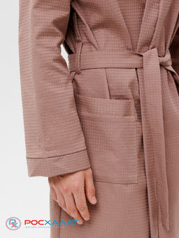 Мужской вафельный халат с планкой коричневый В-03 (21)