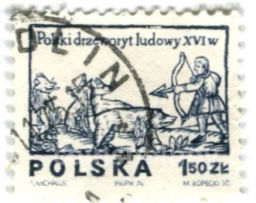 Марка Лучник XVI век 1974 год Польша