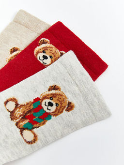 Teddy Desenli Kad?n Soket ?orap 3l?
