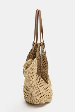 BOLSO SHOPPER CUERPO TRENZADO / Beige claro - Zara фото 4