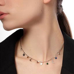 Чокер Полумесяц фазы луны, цветной в серебре, 35 см - Queen fair фото 6