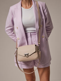 Сумка кожаная через плечо Azaro 3684 бежевый жемчуг