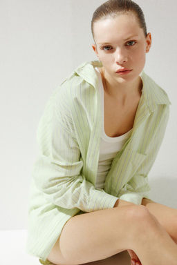 OVERSIZE STRIPED POPLIN SHIRT - Zara фото 11