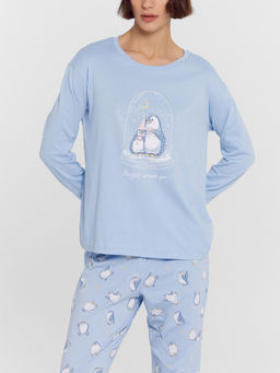 Пижама женская голубая с принтом пингвины - Mark formelle фото 8