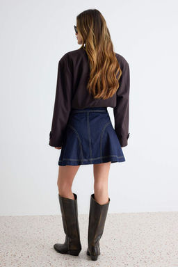 Koyu Mavi Volanl_ Diki_ Detayl_ Mini Denim Etek TWOAW27ET00023 - Trendyolmilla фото 4