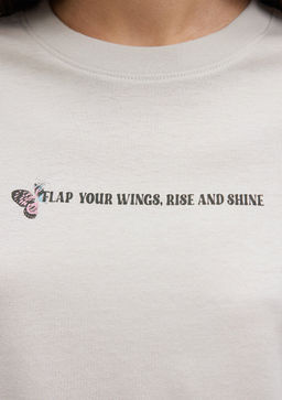 Kelebek Bask?l? Gri Tisort - Mavi фото 6