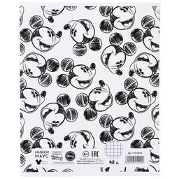 Цена за 7 шт. Тетрадь в клетку 48 л., картонная обложка, блок №2, белизна 75% (серые листы), Микки Маус