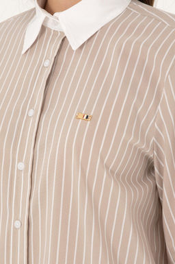 Женская рубашка песочного цвета с длинным рукавом Неожиданная скидка в корзине - U.s. polo assn фото 7