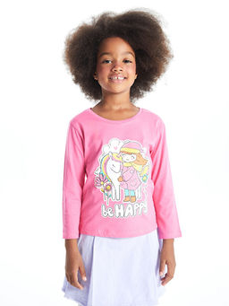 Bisiklet Yaka Uzun Kollu Bask?l? K?z Bebek Ti??rt - Waikiki фото 4