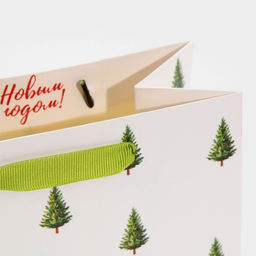 Цена за 2 шт. Пакет подарочный новогодний ламинированный «Ёлочки», MS 18 х 23 х 10 см