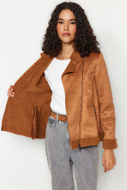 TRENDYOLMILLA Kahverengi Pelus Detayl? Mont TWOAW24MO00368 фото 3