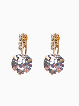 Серьги со стразами Циркония мини, круг, белые в золоте