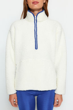 Beyaz Pelus Orme Spor Sweatshirt THMAW23SW00021