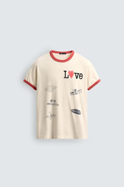 RIB T-SHIRT WITH CONTRAST HEART - Zara фото 7
