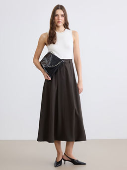 Y?ksek Bel Pileli Etek