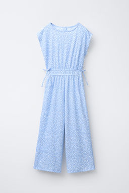 LONG TEXTURED PRINT JUMPSUIT