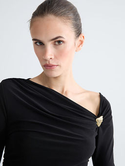 Asimetrik Yaka B?zg?l? Bluz