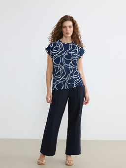 Bisiklet Yaka Desenli Bluz