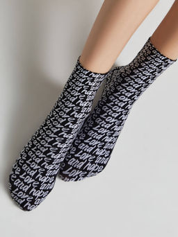 Цена за 2 пары. Носки Классические CONTE FANTASY Плотные носки с вывязанным рисунком Love nero-bianco - Conte elegant фото 2