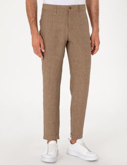 A__k Kahverengi Carrot Fit Beli Lastikli %100 Keten Spor Pantolon - Cacharel фото 2