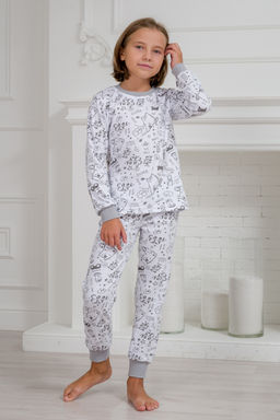 Пижама подростковая из интерлока Потешка котик серый