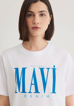 Mavi Logo Bask?l? Beyaz Tisort  фото 6