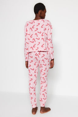 Trendyolmilla Lacivert %100 Pamuklu Y?lbas? Temal? Orme Pijama Tak?m? THMAW21PT0771  фото 14